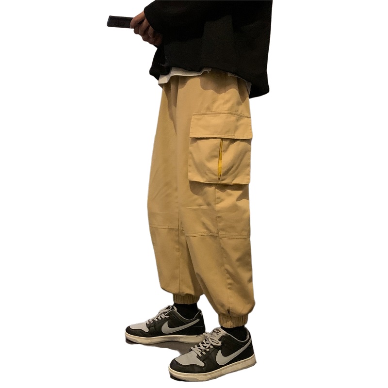 茜靓CHYLLIRN工装裤男潮牌春季日系复古纯色束脚裤潮流百搭宽松休闲裤