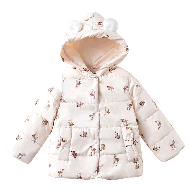 铅笔俱乐部童装2019冬季新款女童保暖棉衣小童可爱连帽外套