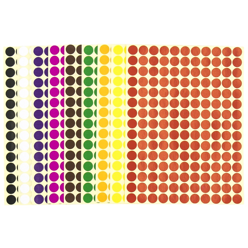HKW-259 彩色A4不干胶圆点标签贴纸 圆形铜版色标分类记号贴纸 10mm红色(2475贴/包)