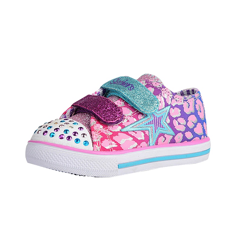 skechers斯凯奇小童女鞋魔术贴闪光鞋帆布平衡防滑学步鞋10508N