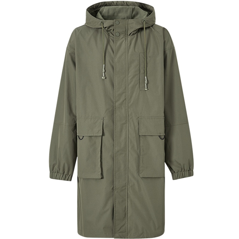 美特斯邦威长款连帽夹克男新款秋季简约潮流派克男士外套风衣