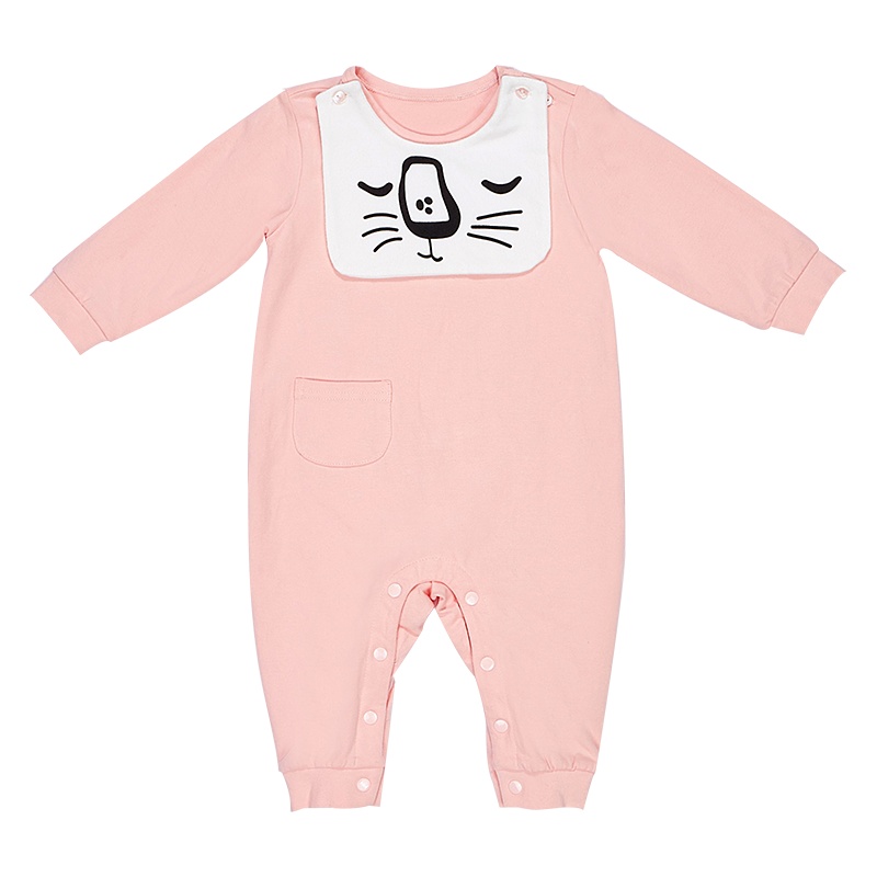 婴姿坊童装宝宝连体衣婴儿连体衣动物按扣爬爬服哈衣春秋