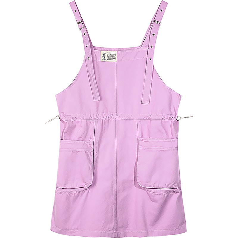 【兔八哥联名】妖精的口袋背带牛仔连衣裙女2020夏季新款紫色裙子