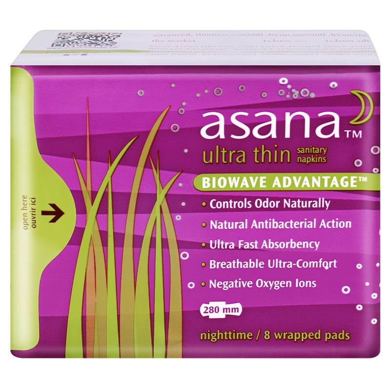 阿莎娜asana 加拿大原装进口超薄棉面夜用卫生巾 8P