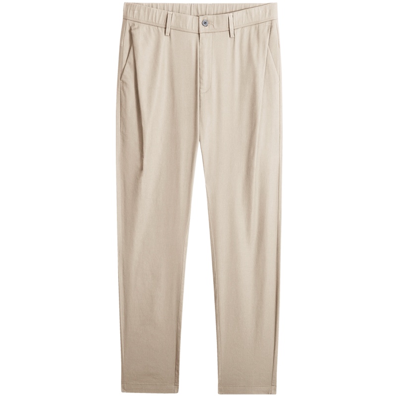 千纸鹤男装纯色棉麻裤子2020春季哈伦宽松九分休闲裤男70312