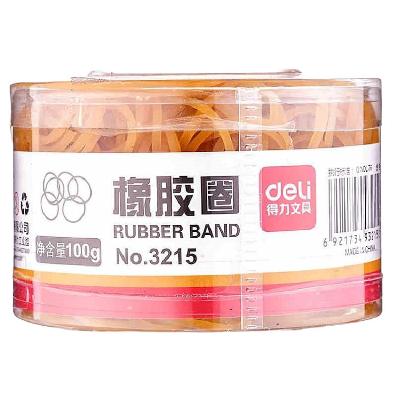 得力3215橡胶圈(黄)(100g/筒)办公用品 橡皮筋 财务牛皮筋 橡胶圈 橡皮筋 饰收纳