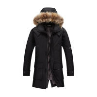阿仕顿男装羽绒服连帽貉子毛领中长款鹅绒服冬季外套男EV42295