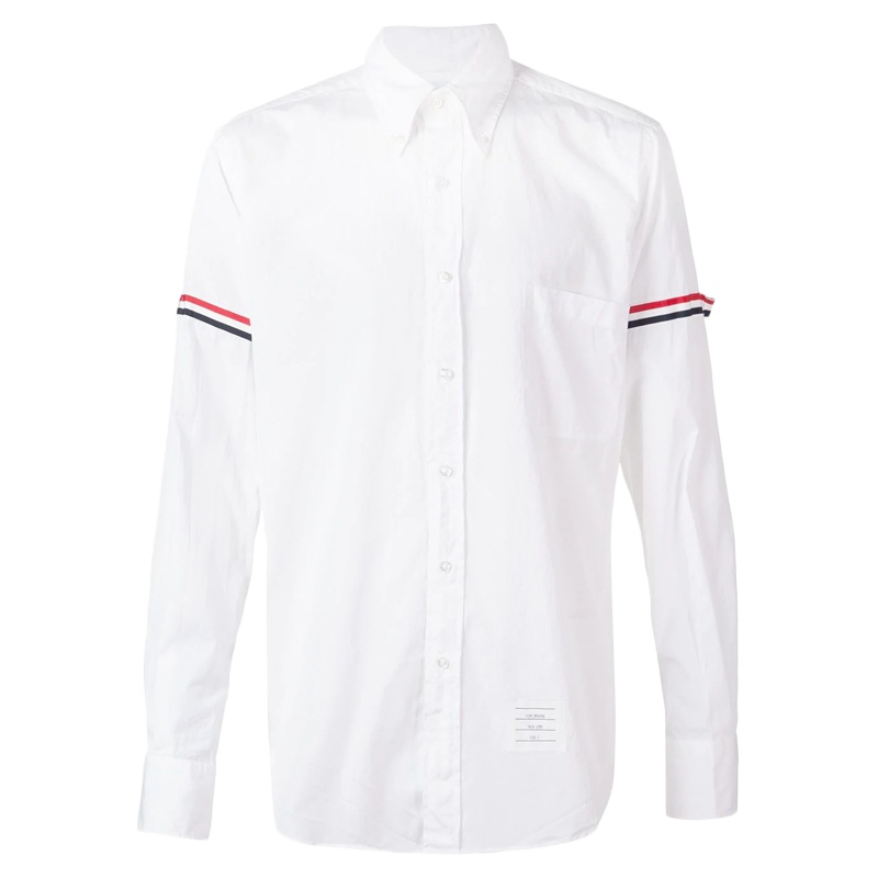 [直营]THOM BROWNE纯棉府绸双臂三色杠罗缎装饰男士长袖衬衫MWL150E