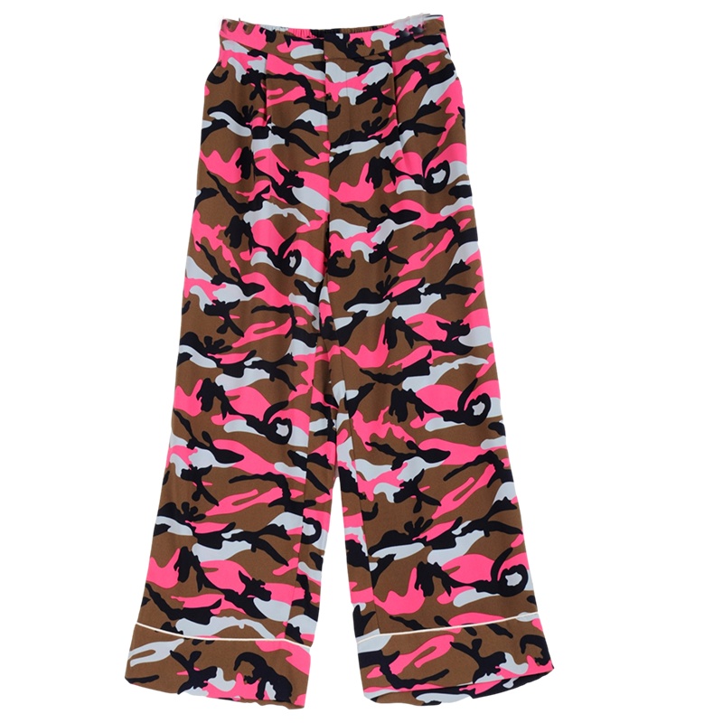 拉夏贝尔迷彩松紧腰百搭薄款阔腿休闲裤30072005