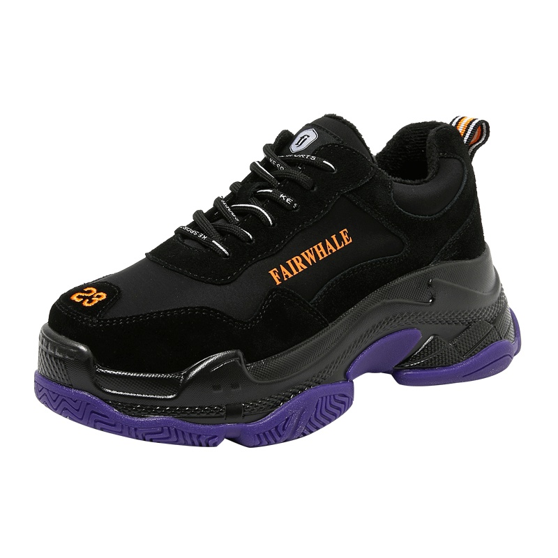 马克华菲女士老爹鞋牛反绒厚底加绒女运动鞋女休闲鞋简约百搭女鞋