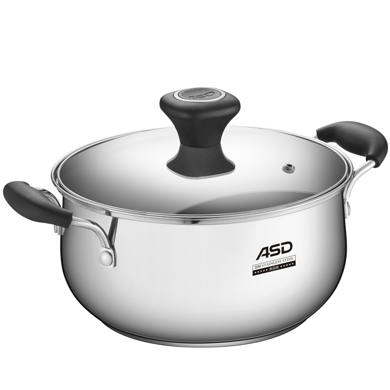 爱仕达(ASD)锅家用304不锈钢汤锅煤气电磁炉通用煮面锅22CM加厚儿童辅食锅炖锅双耳锅煮锅拉面锅焖锅TS22B1WG