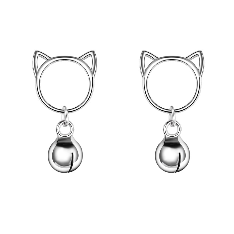 佰色传情(BRIR) S925银耳钉小猫铃铛耳饰