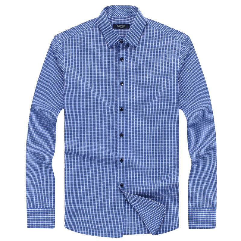 Youngor/雅戈尔秋冬新品男士商务正装纯棉蓝色长袖衬衫938HFY