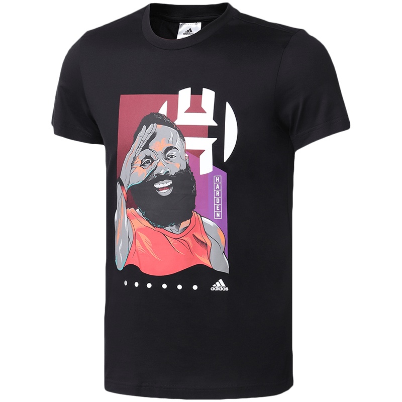 阿迪达斯男服短袖T恤2020新款哈登漫画圆领篮球休闲运动服FM4777