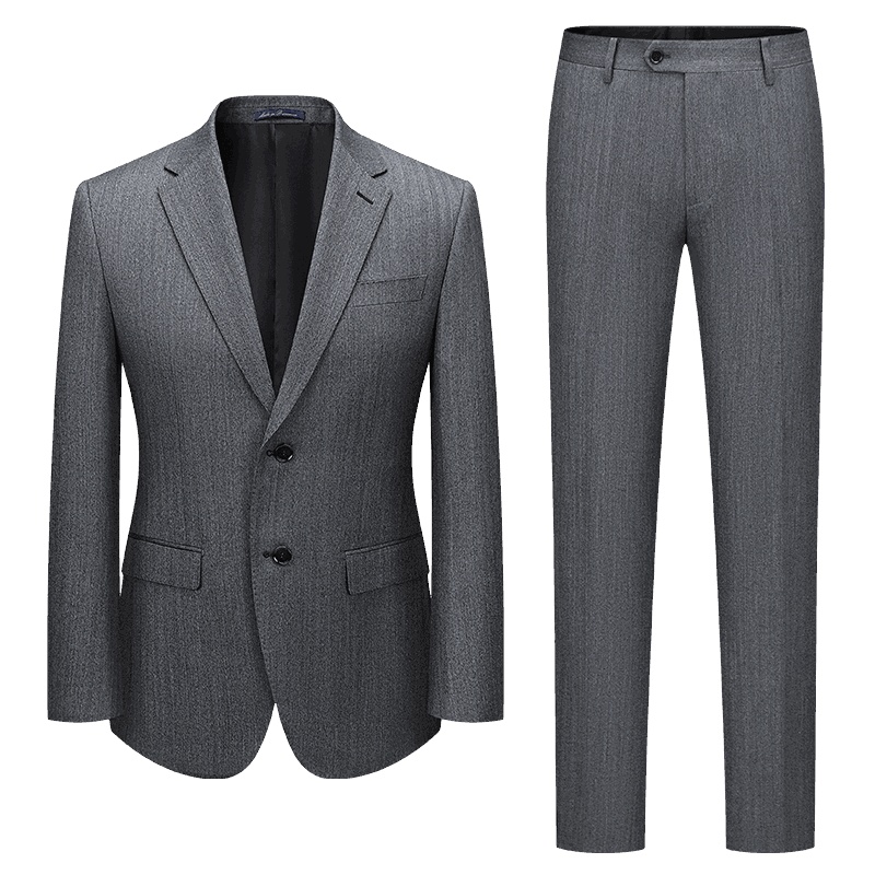 BAROMON/培罗蒙秋装男士西装外套灰色商务正装修身羊毛西服套装