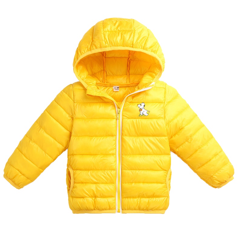 2019胖胖象秋冬P51新款男女童装糖果色连帽棉服卡通印花短款外套