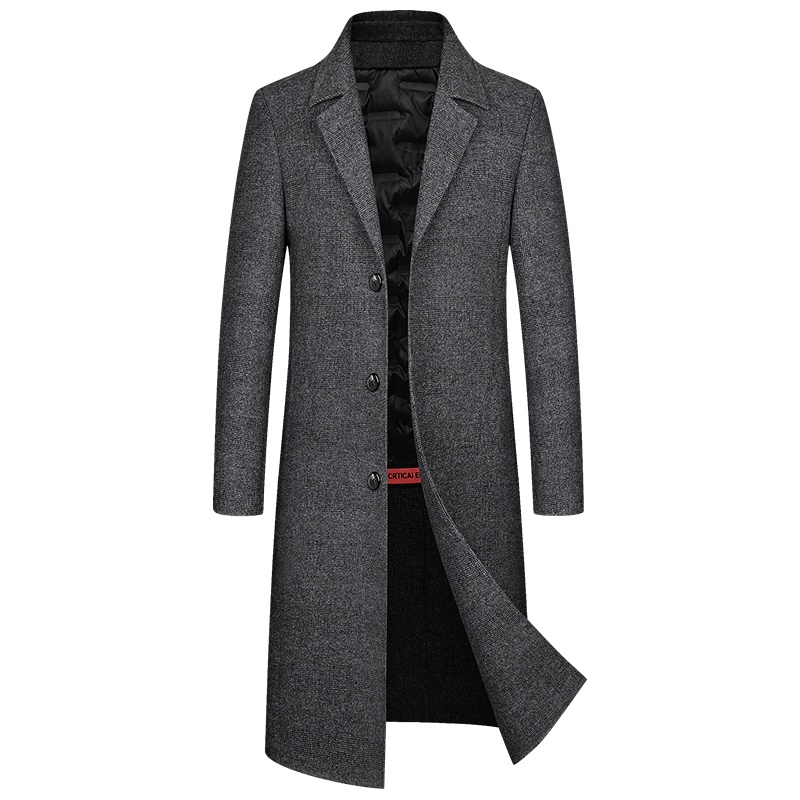 秋冬新款羊毛呢大衣男加长款呢子风衣外套羽绒内胆无羊绒双面大衣 SQM9617