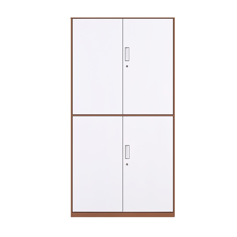 苏美特文件柜铁皮柜办公柜钢制铁皮柜资料柜档案柜储物拆装柜薄边通双节柜咖啡色加厚款