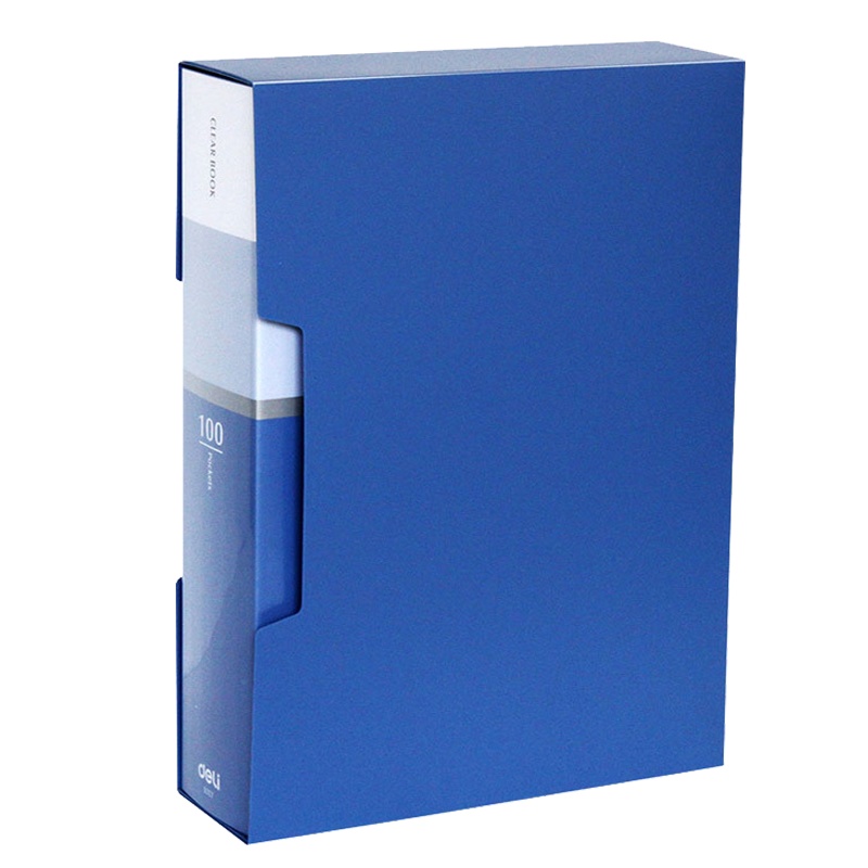 得力(deli)5007 办公透明资料册 A4文件夹100页 收纳插页袋加厚资料袋 多层活页资料乐谱夹办公用品 蓝色