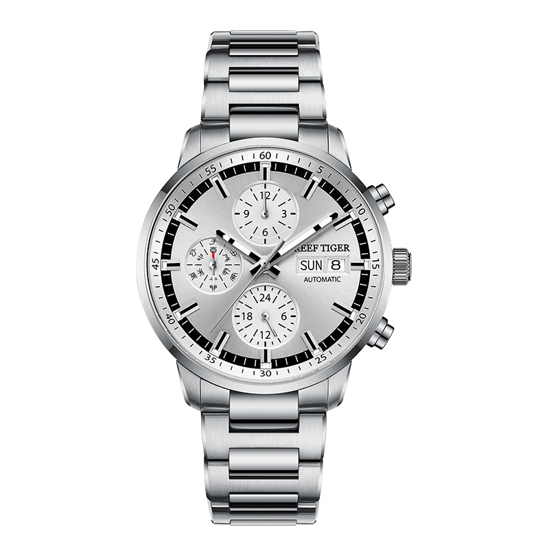 瑞夫泰格REEF RIGER手表大表盘全自动机械表男表多功能厚重款时尚个性潮流100米防水舰长系列RGA1659