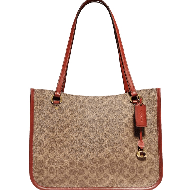 COACH Tyler Carryall 购物袋 C挂坠 老花拼皮 C2591 女士单肩包 拼色