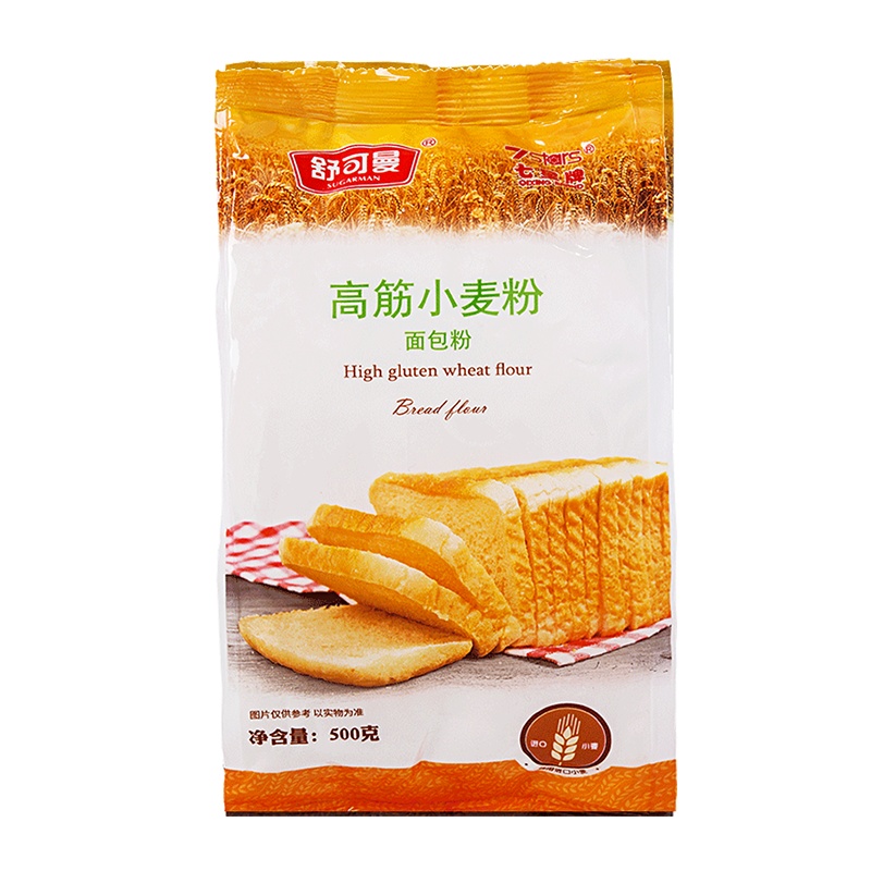 舒可曼七星高筋面粉500g 面包粉披萨粉 面包机适用