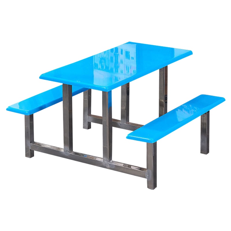 铭威盾不锈钢餐桌连体餐桌椅组合学校食堂员工小吃店快餐桌椅4人6人8人4人位铁架玻璃钢