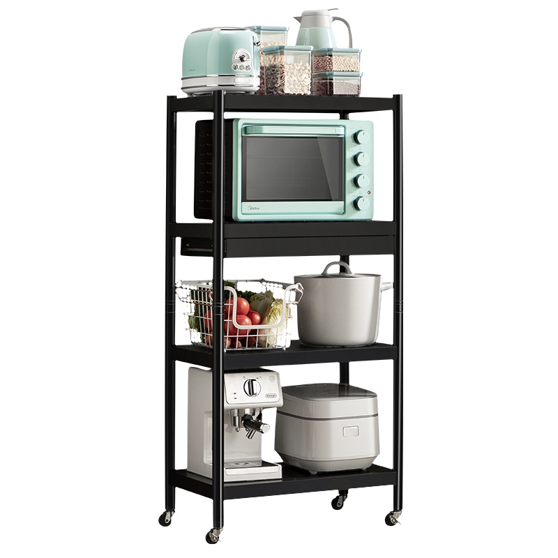 炊大皇 厨房四层黑石置物架2020新款微波炉架子落地架厨房用品储物架4层收纳架H4001 60cm