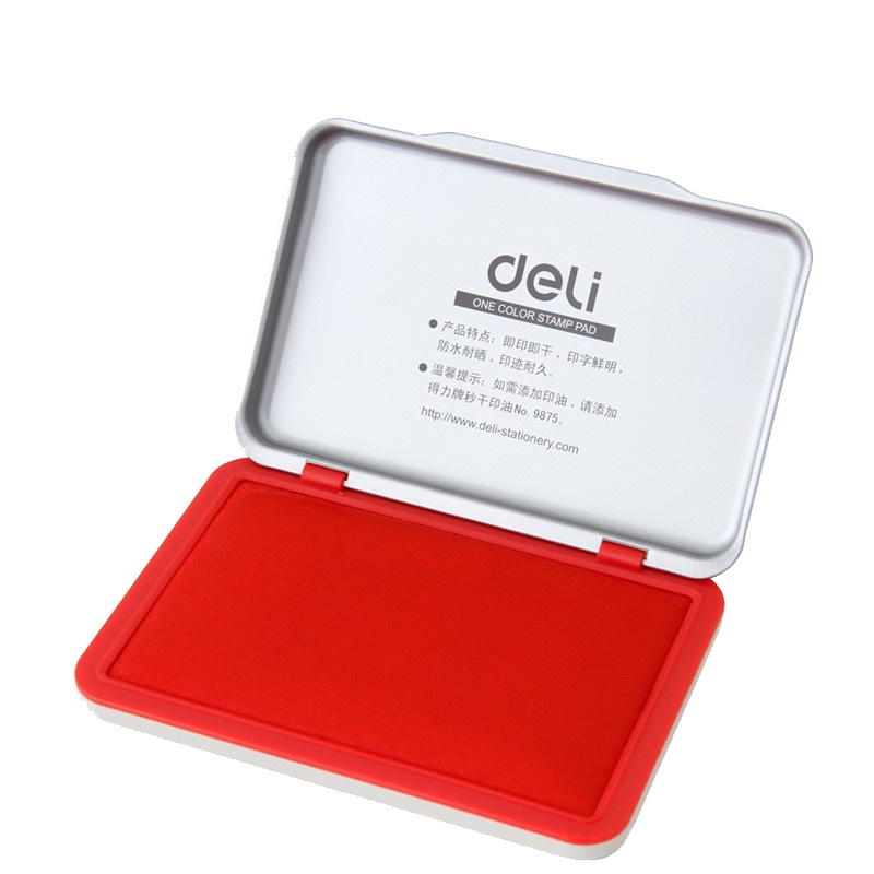 得力(deli)9892金属方形中号秒干印台 2个红色印泥快干印台印泥 印油财务会计盖章印台 财务用品 印台/印泥/印油