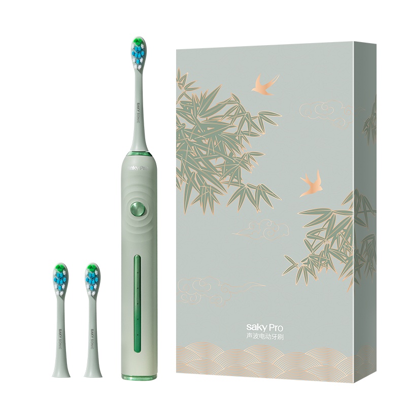 舒客(Saky)电动牙刷G3415成人女充电式软毛声波震动自动牙刷 竹青