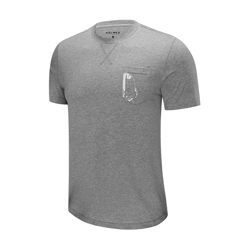 Kelme/卡尔美 圆领短袖纯色夏季新款男短袖T恤潮流系列纯棉舒适