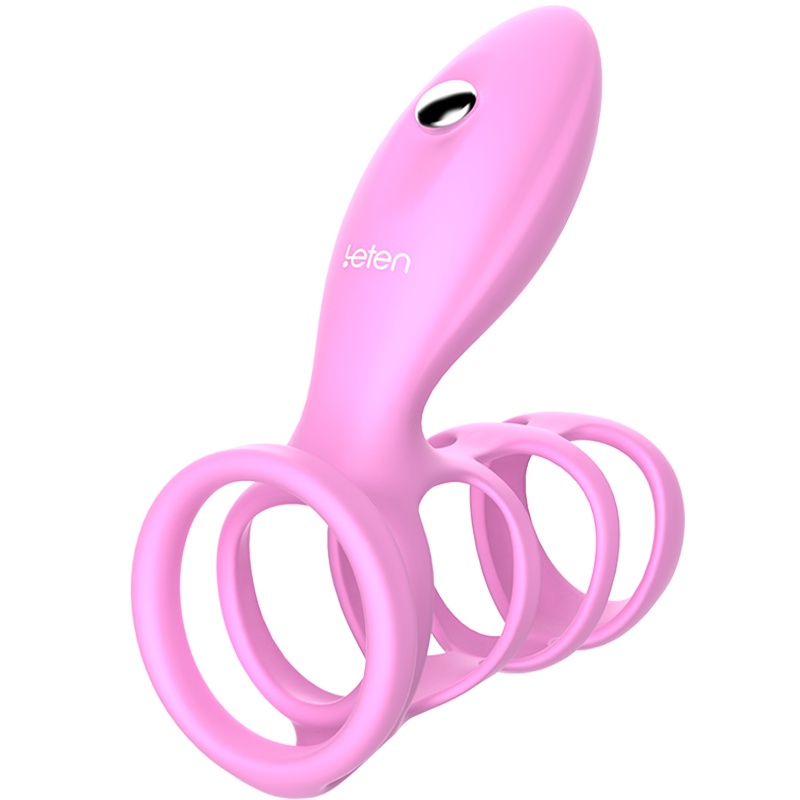 雷霆四重束缚锁精变频震动延时套环情趣环阳具环阴茎环男女共用延时迟加长加粗狼牙套水晶套成人情趣性用品