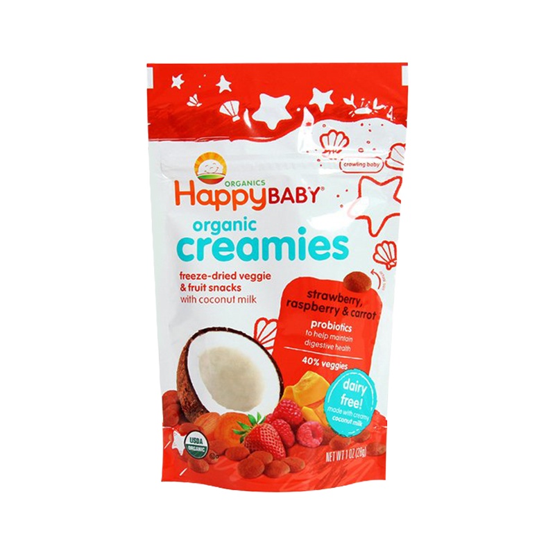 禧贝(happy baby)草莓覆盆子胡萝卜有机椰奶溶豆 宝宝零食点心 28克/袋装