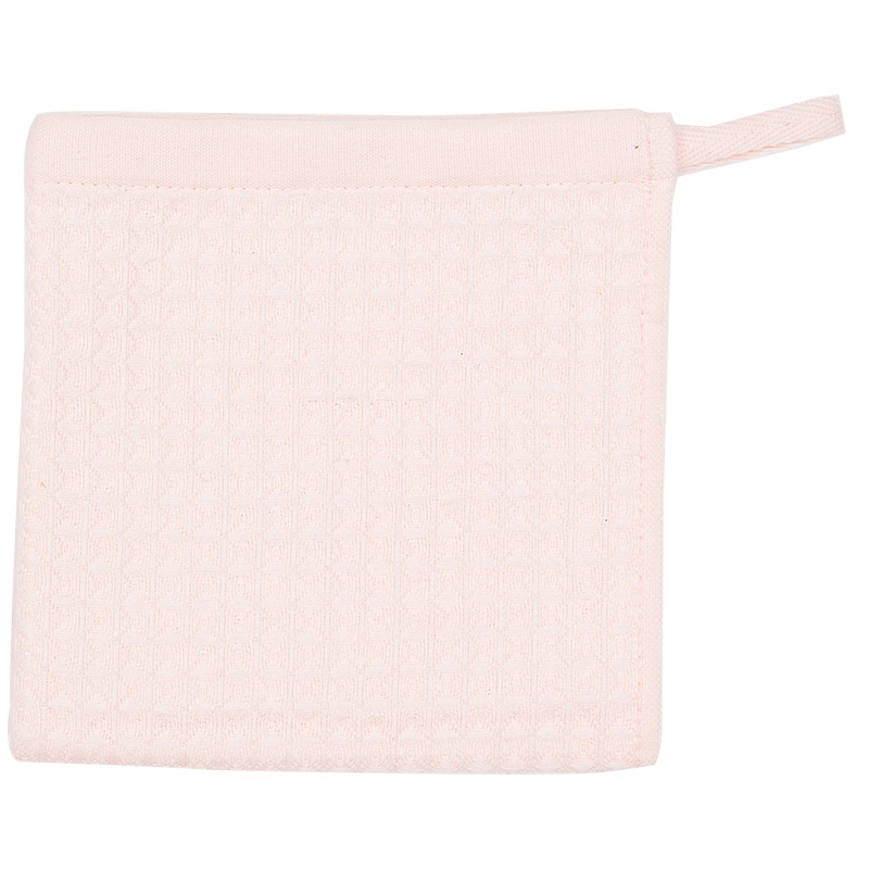 苏宁极物华夫格方巾 两件装 洗脸纯棉华夫格素色蜂窝吸水透气速干两条装 粉色+黄色