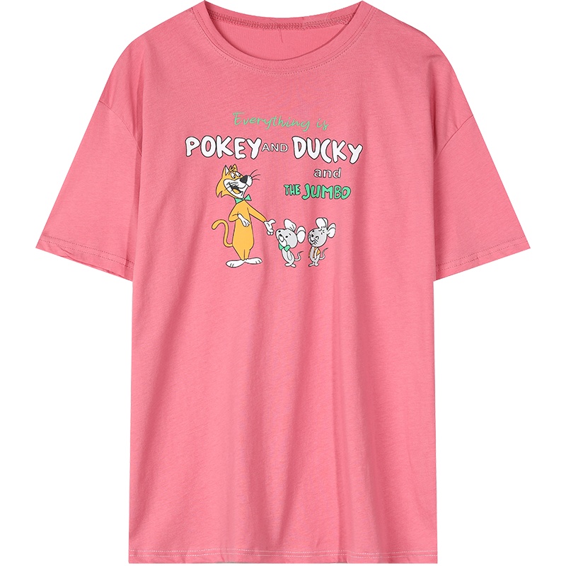 【新款】妖精的口袋粉色宽松短袖T恤女2020夏季印花ins潮韩版上衣