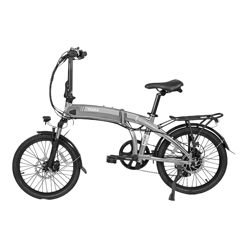 雅迪 yadea 电动车新款锂电池折叠车YF100休闲骑行男女骑行快速折叠电踏车电动车 水泥灰