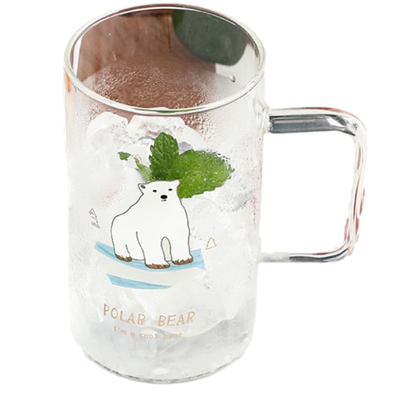 贝瑟斯 北极熊透明玻璃杯家用 办公室喝水杯子女