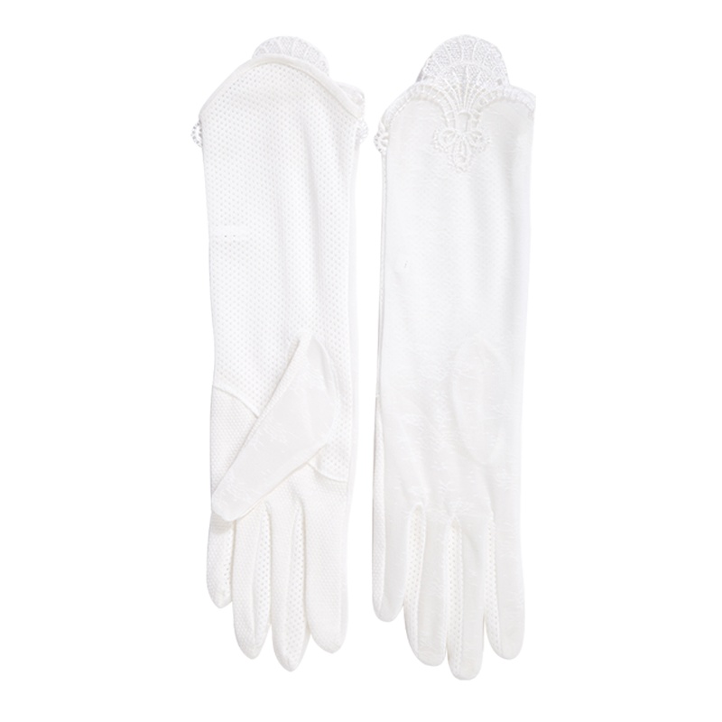 瑞苏薇(RASUV) 优雅提花蕾丝袖口防滑触屏防晒手套夏天开车骑车女士薄款遮阳
