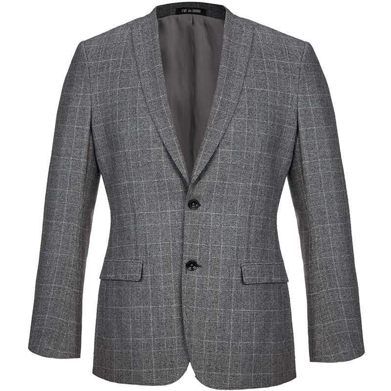 依文依文西装男套装 英伦风网红灰色格子秋冬新款西装男