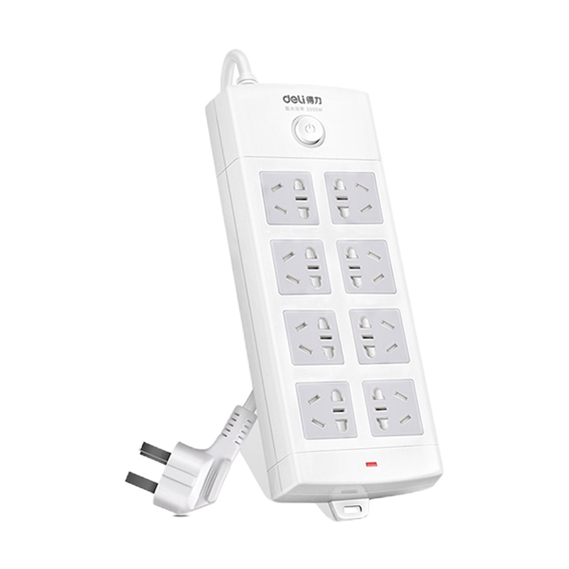 得力(deli)18211新国标插座/插排/插线板/接线板/排插/拖线板/插板 8位组合孔3米 白色