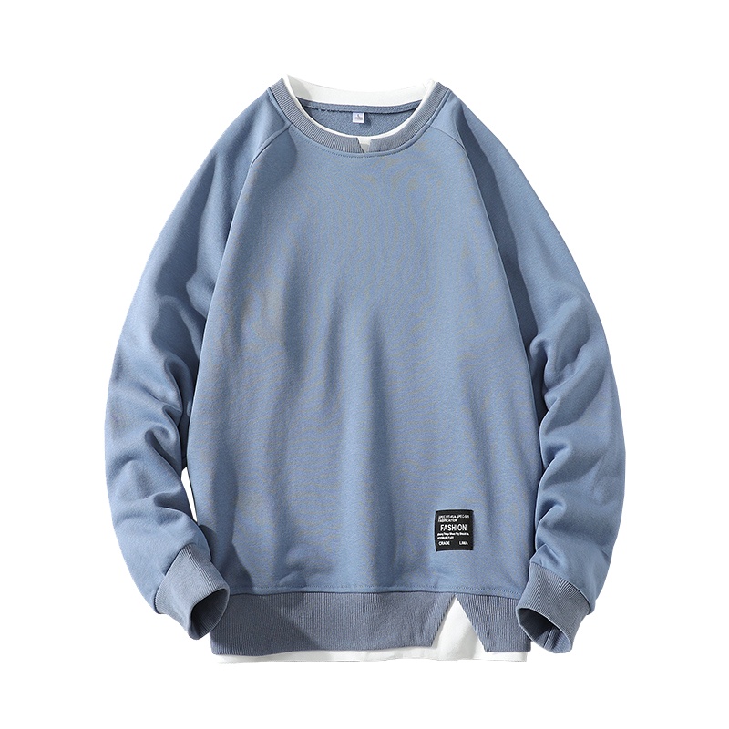 DEBRAND白色圆领卫衣男士2021新款春秋潮牌ins青少年宽松套头外套