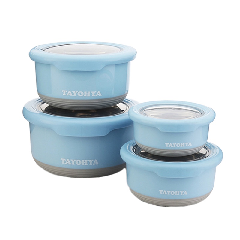 多样屋缤纷蓝圆形不锈钢保鲜盒 四件套 TA010302004ZZ