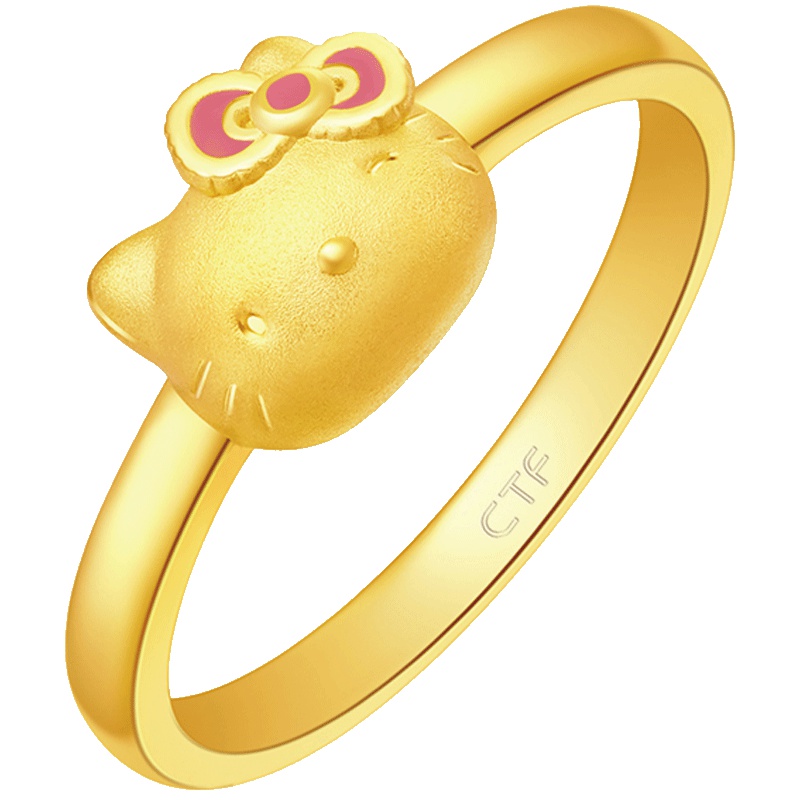 周大福Hello Kitty凯蒂猫系列足金黄金戒指R19994