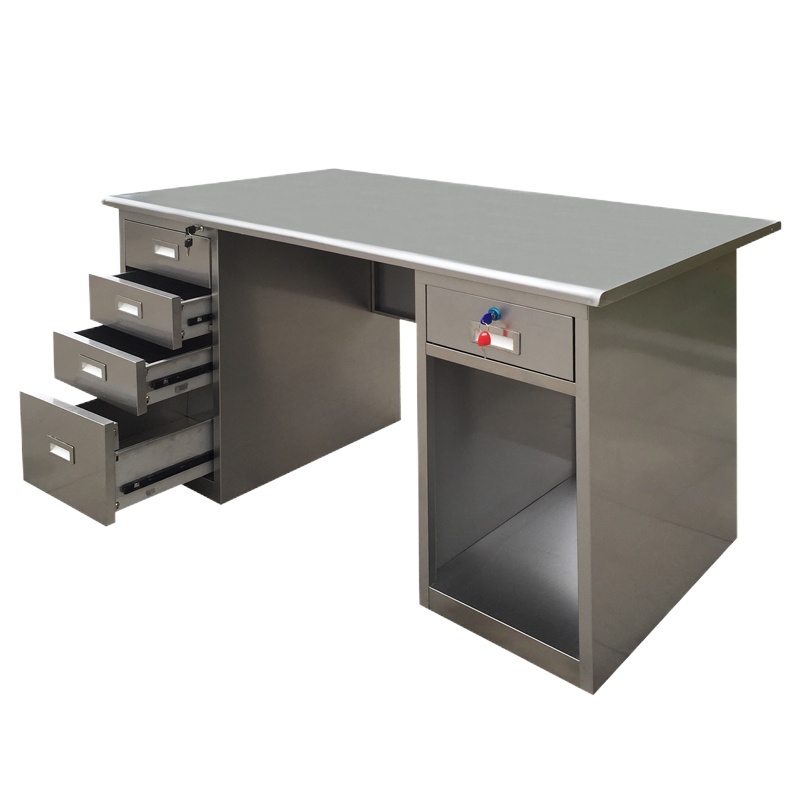 迅众 不锈钢办公桌电脑桌工作台医疗台实验室桌 工厂医疗桌小斗柜支持定制
