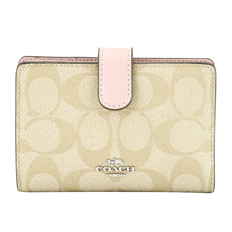 COACH 蔻驰 奢侈品 女士纯色人造革短款钱包钱夹