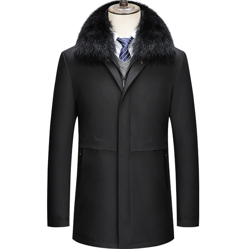 雅鹿男装羽绒服男商务休闲可脱卸狐狸毛领90白鸭绒羽绒服外套14730755