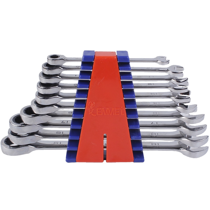 埃米顿 10件全抛光棘轮两用扳手组套(塑夹装)