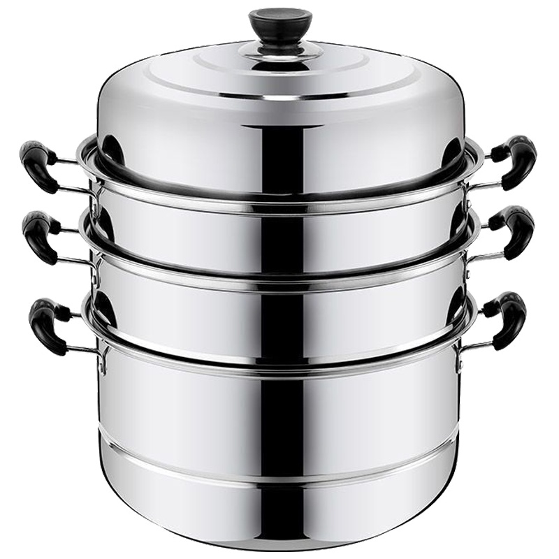 不锈钢蒸锅三层多1层加厚汤锅具蒸格蒸笼馒头3层二2层电磁炉家用 26cm四层加厚