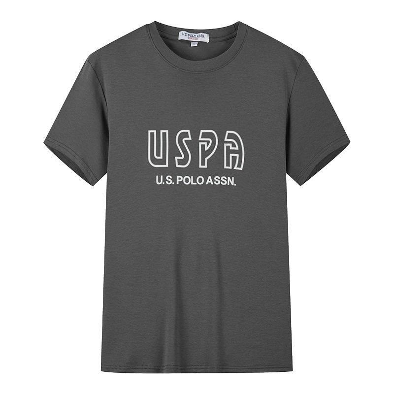 USPOLO ASSN（100%棉）夏季新款男士短袖T恤衫宽松圆领印花图案潮牌运动休闲时尚简约上衣
