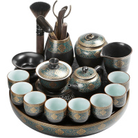 領藝 古韵功夫茶具套装日式家用小号石头储水茶托盘冲泡茶器中式茶壶